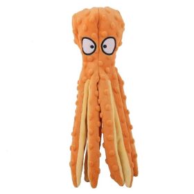 Plush Octopus Soft Dog Stuffed For DogChew Toys Interactive Dog Supplies Fleece Dog Squeaky Toys (Color: yellow)