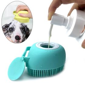 Bathroom Puppy Big Dog Cat Bath Massage Gloves Brush Soft Safety Silicone Pet Accessories for Dogs Cats Tools Mascotas Products (Color: yellow, size: Square)