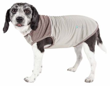 Pet Life Active 'Aero-Pawlse' Heathered Quick-Dry And 4-Way Stretch-Performance Dog Tank Top T-Shirt (Color: brown, size: small)