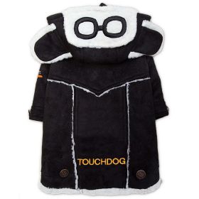 Touchdog 'Tuskegee' Aero-Vintage Designer Dog Coat (Color: black, size: small)