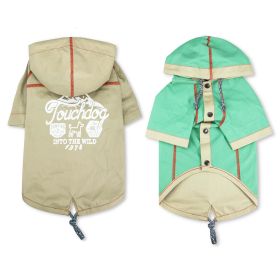 Touchdog 'Cloudburst' Waterproof Reversible Dog Raincoat (Color: Khaki, size: large)