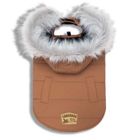 Touchdog 'Eskimo-Swag' Duck-Down Parka Dog Coat (Color: brown, size: large)